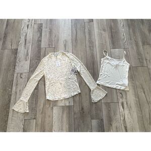 Jessica Simpson cream lace blouse with tank top size XS